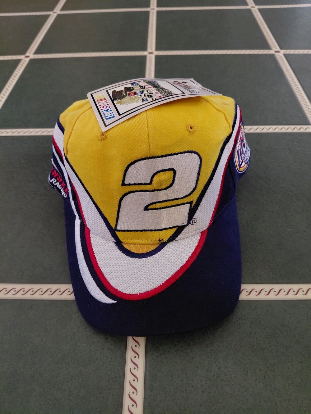 Nascar Yellow Navy #2 Racing Cap with Red & White Accents